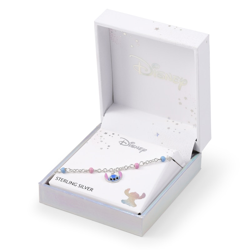 Main Image 5 of Disney Stitch Sterling Silver Pink & Blue Charm Bracelet
