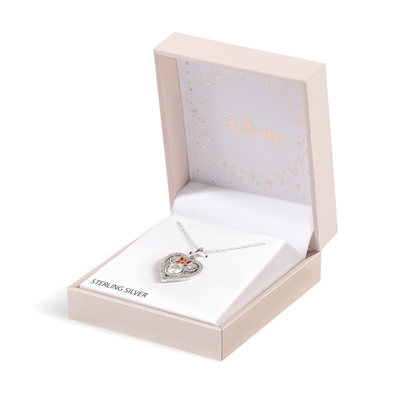 Main Image 4 of Disney Sterling Silver Minnie Mouse Stone Set Heart Pendant Necklace
