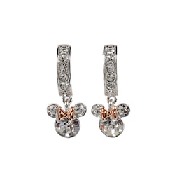 Disney Minnie Mouse Sterling Silver Crystal Sparkle Hoop Earrings