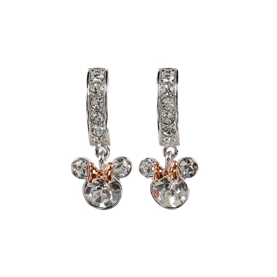 Disney Minnie Mouse Sterling Silver Crystal Sparkle Hoop Ear