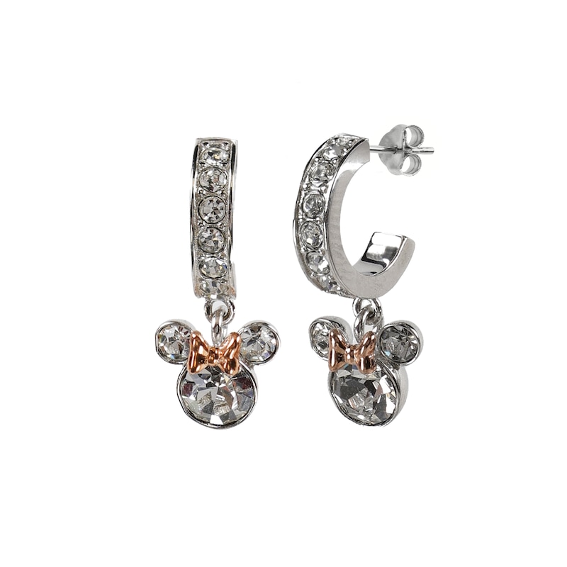 Main Image 2 of Disney Minnie Mouse Sterling Silver Crystal Sparkle Hoop Earrings