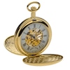 Thumbnail Image 2 of Topical Time Gold Tone Skeleton Mechanical Double Hunter Roman Numeral Pocket Watch