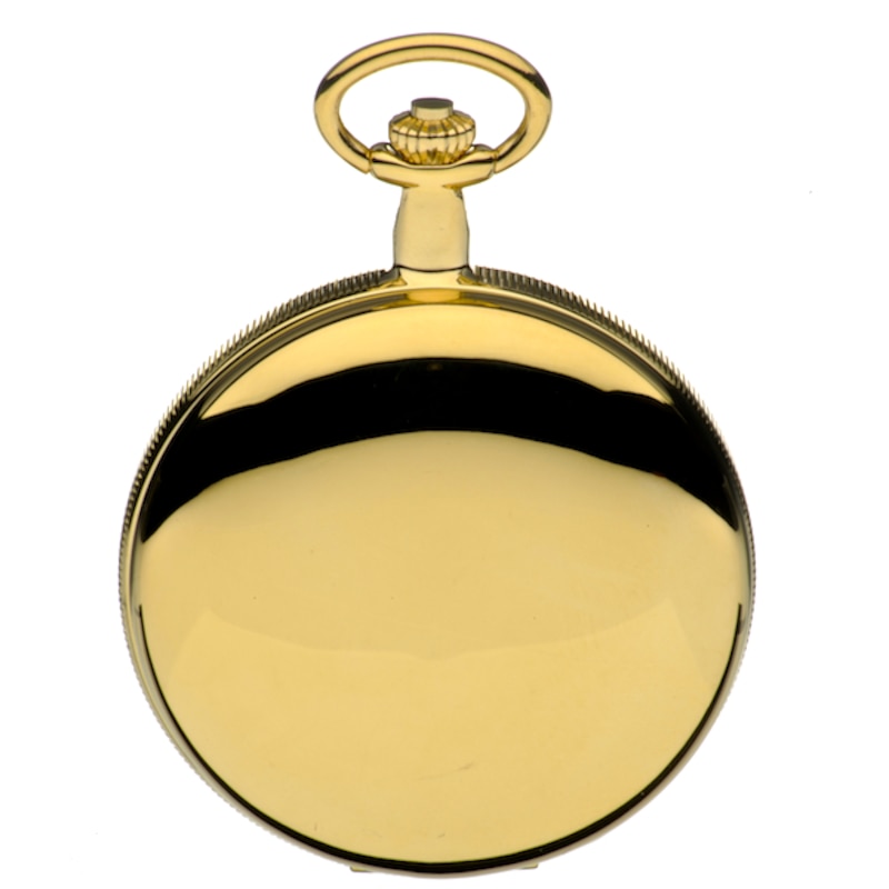 Main Image 3 of Topical Time Gold Tone Skeleton Mechanical Double Hunter Roman Numeral Pocket Watch