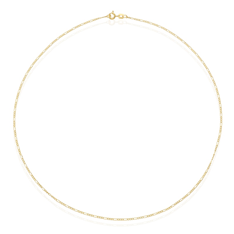 Main Image 2 of Sterling Silver & 9ct Yellow Gold Bonded Figaro Chain 18"