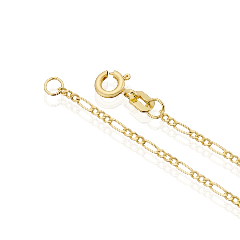 Main Image 3 of Sterling Silver & 9ct Yellow Gold Bonded Figaro Chain 18"
