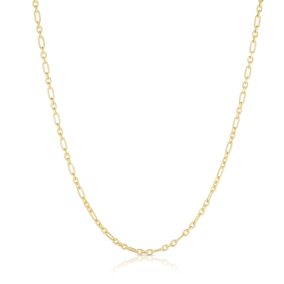 Sterling Silver & 9ct Yellow Gold Bonded Paper Link Chain 18"