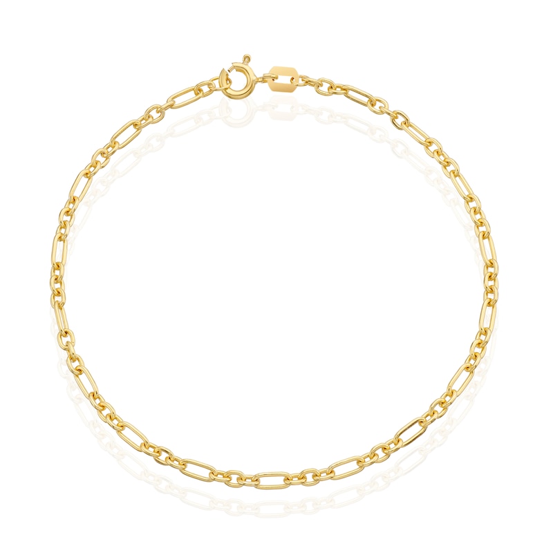 Main Image 1 of Silver & 9ct Gold Bonded Paperlink Bracelet 7.25"