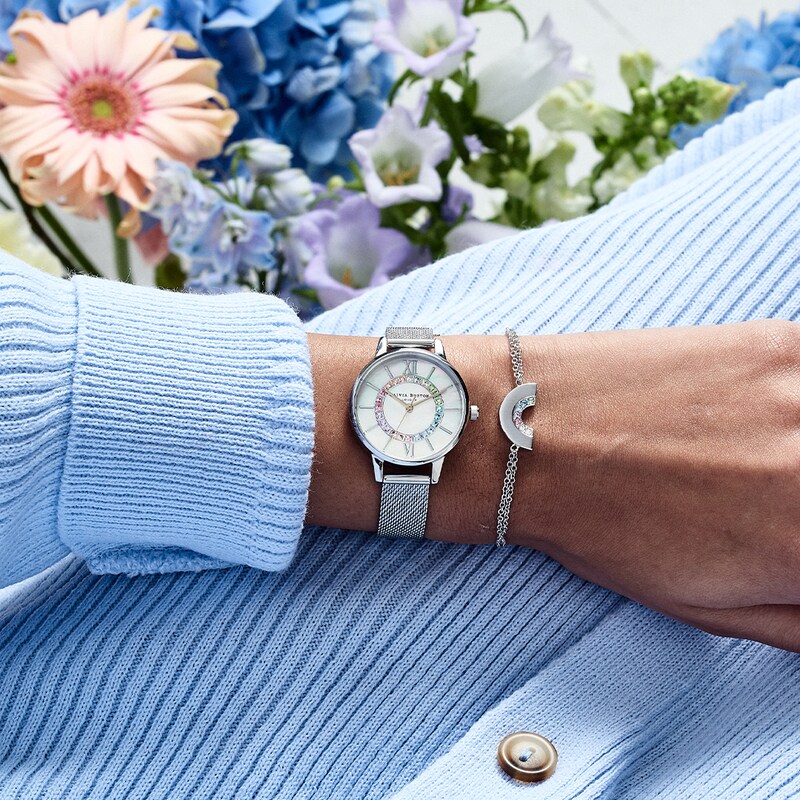 Olivia Burton Rainbow Silver Bracelet