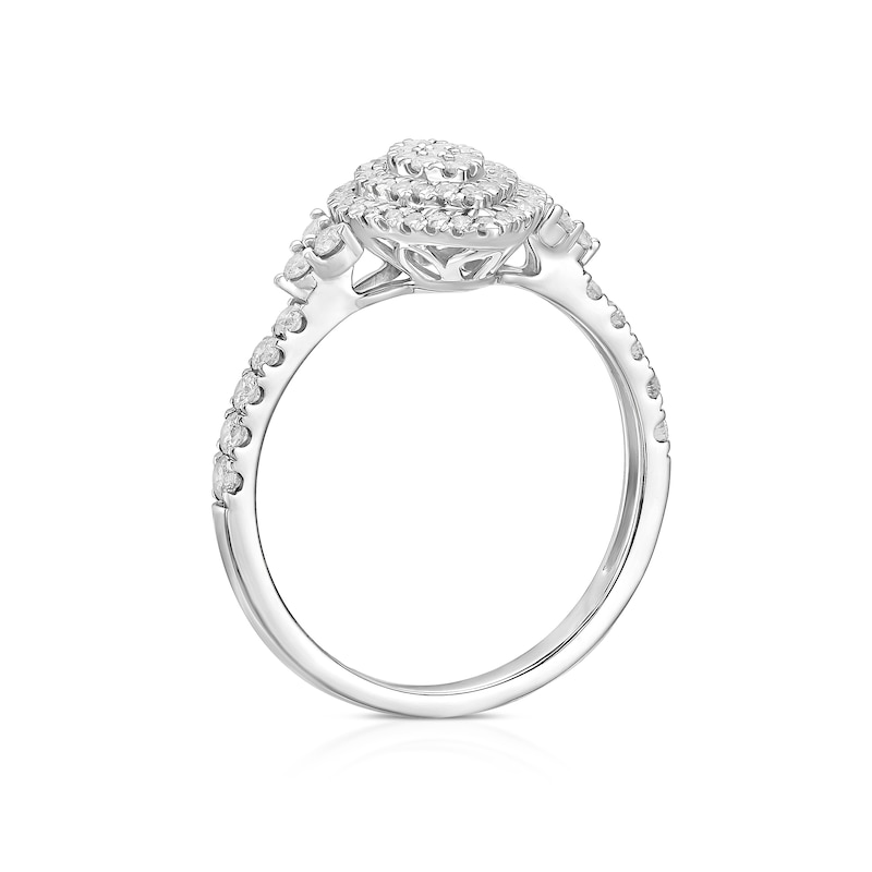 Main Image 3 of Engagement Ring 9ct White Gold Marquise Halo Cluster 0.50ct Diamond Ring