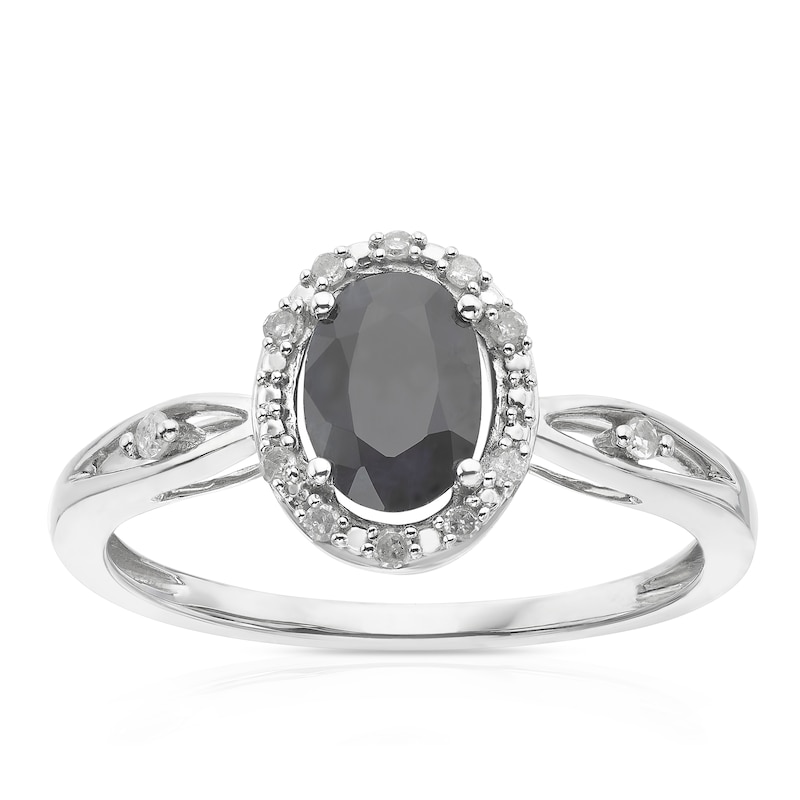 9ct White Gold Sapphire & Diamond Ring