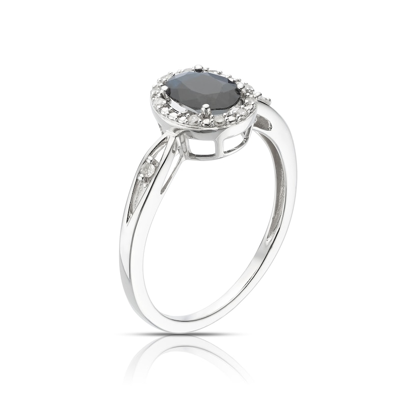 9ct White Gold Sapphire & Diamond Ring