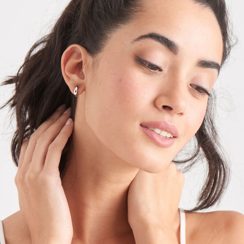 Main Image 2 of Ania Haie 14ct Sterling Silver Luxe Huggie Hoop Earrings