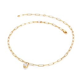 Hot Diamonds x GE Revolve 18ct Yellow Gold Plated Sterling Silver Topaz & Diamond Padlock Necklace