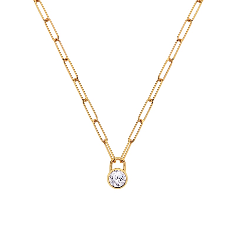 Main Image 3 of Hot Diamonds x GE Revolve 18ct Yellow Gold Plated Sterling Silver Topaz & Diamond Padlock Necklace