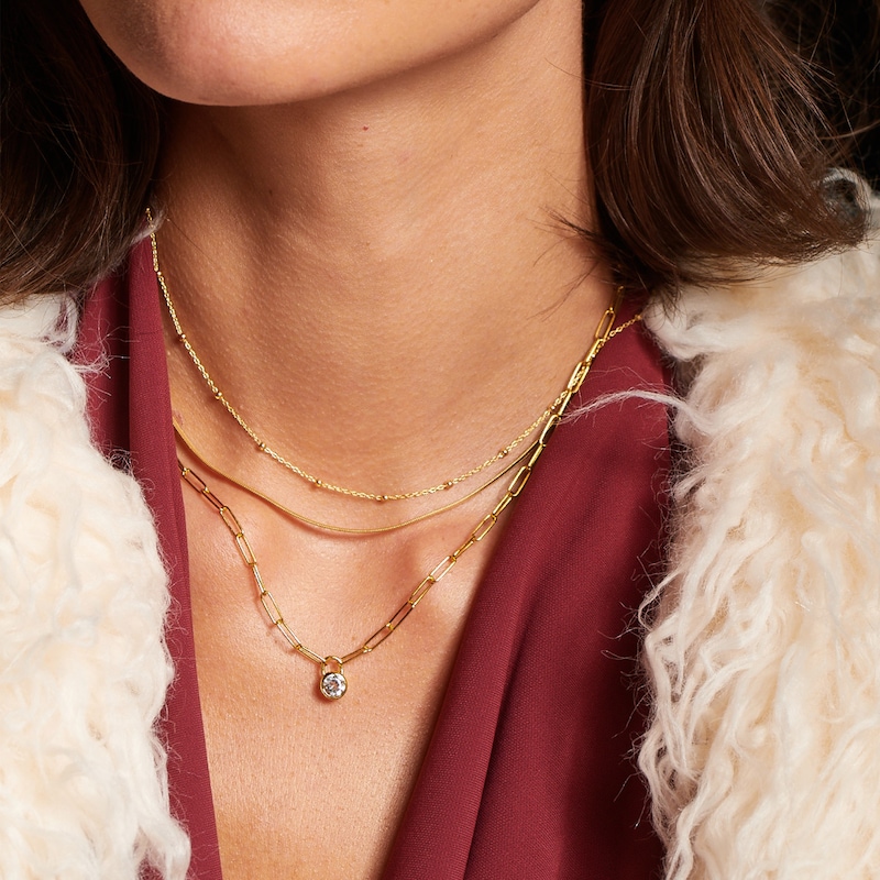 Main Image 4 of Hot Diamonds x GE Revolve 18ct Yellow Gold Plated Sterling Silver Topaz & Diamond Padlock Necklace