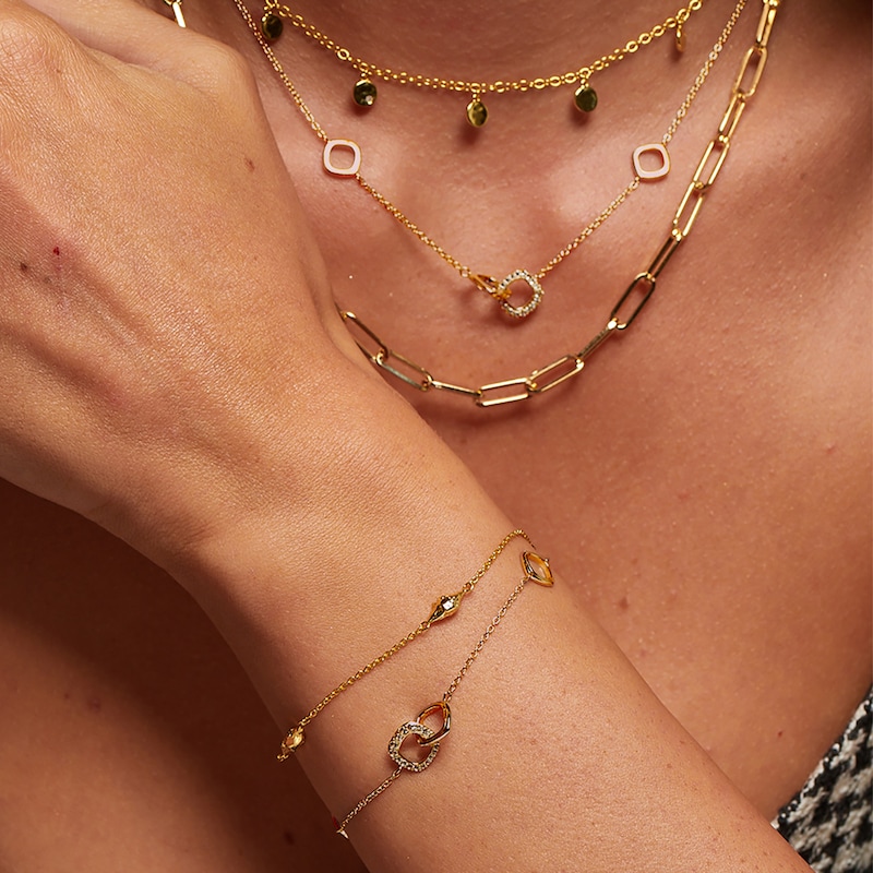 Main Image 2 of Hot Diamonds x Jac Jossa Sterling Silver Gold Plate HD X GE Connected Squares Diamond Necklace