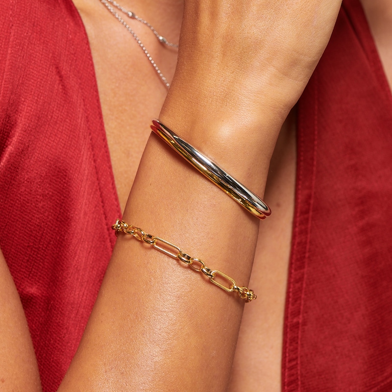 Main Image 2 of Hot Diamonds 18ct Gold Plate & Sterling Silver Two Tone Diamond Accent Bangle Bracelet