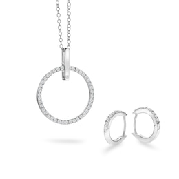 Hot Diamonds Sterling Silver Diamond Open Circle Pendant & Earring Set