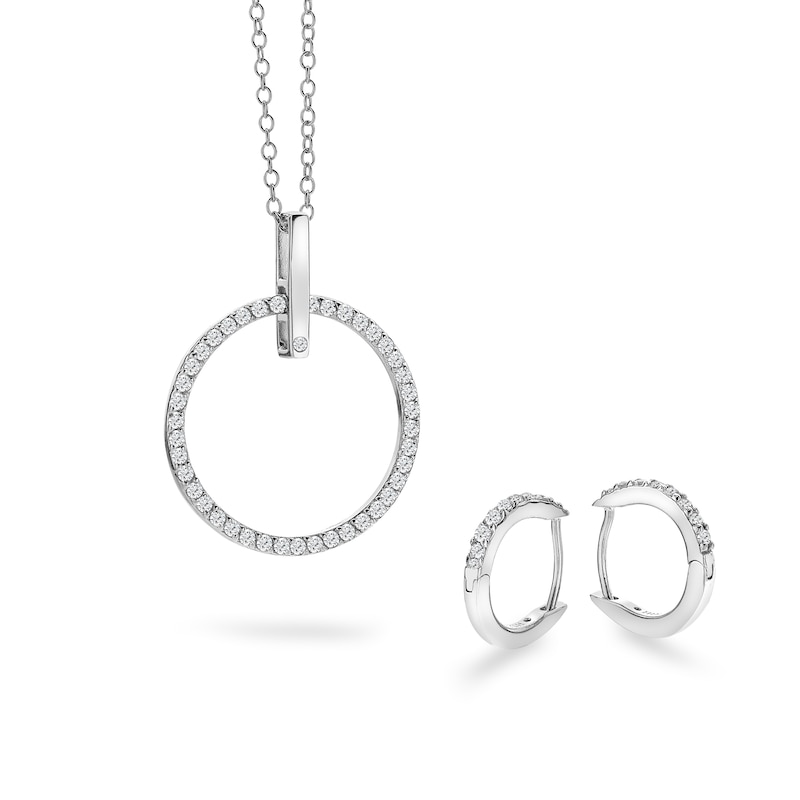 Main Image 1 of Hot Diamonds Sterling Silver Diamond Open Circle Pendant & Earring Set
