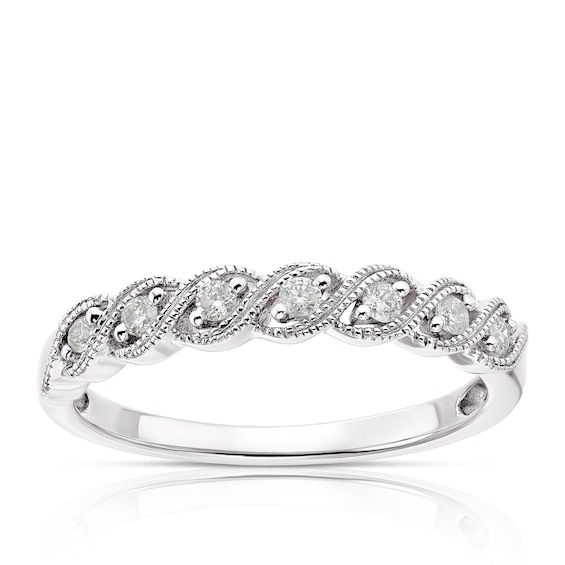 9ct White Gold 0.10ct Diamond Twist Eternity Ring