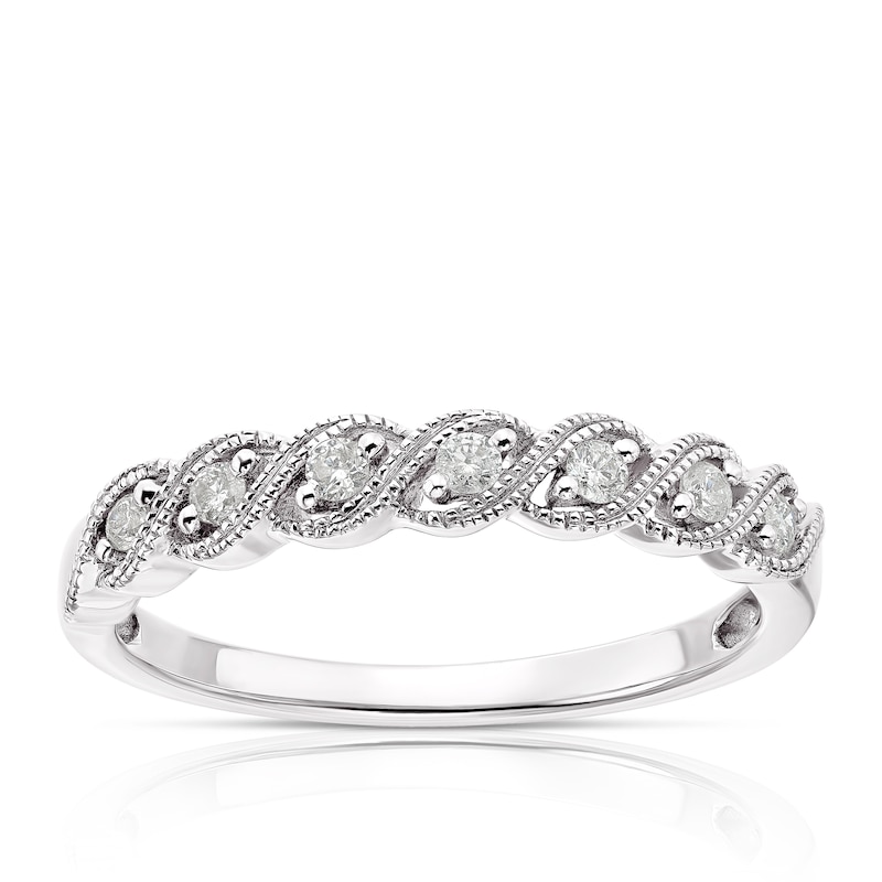Main Image 1 of 9ct White Gold 0.10ct Diamond Twist Eternity Ring
