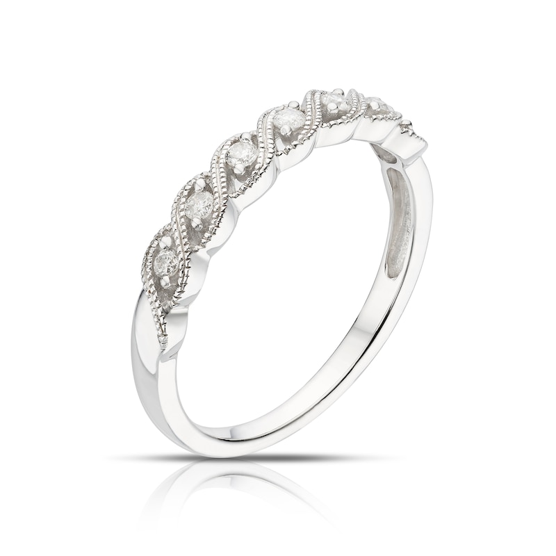 Main Image 2 of 9ct White Gold 0.10ct Diamond Twist Eternity Ring