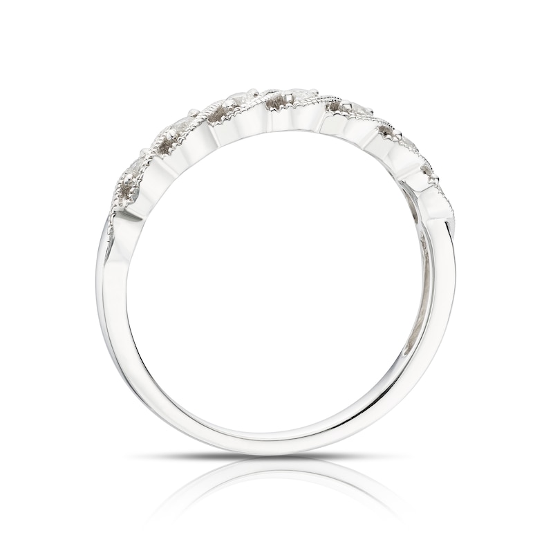 Main Image 3 of 9ct White Gold 0.10ct Diamond Twist Eternity Ring