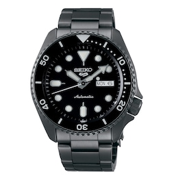 Seiko 5 Sports Men's Black Dial & Black Stainless Steel Bracelet Watch