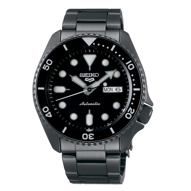 Main Image 1 of Seiko 5 Sports Men's Black Dial & Black Stainless Steel Bracelet Watch