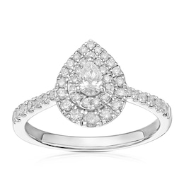 Engagement Ring Platinum Pear Double Halo 0.50ct Diamond Ring