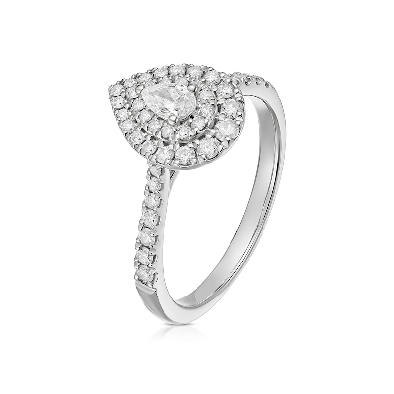 Main Image 2 of Engagement Ring Platinum Pear Double Halo 0.50ct Diamond Ring