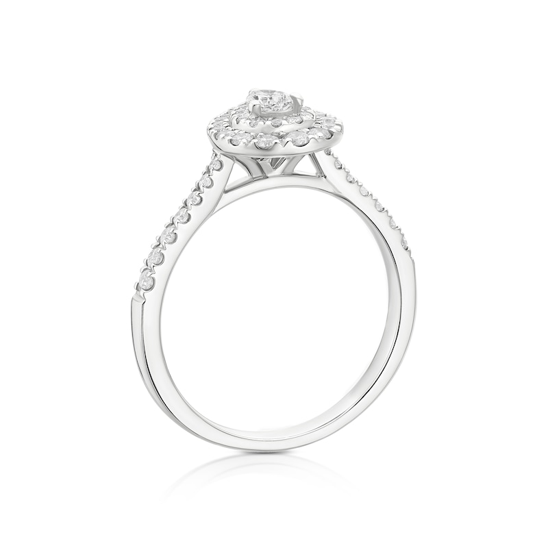 Main Image 3 of Engagement Ring Platinum Pear Double Halo 0.50ct Diamond Ring