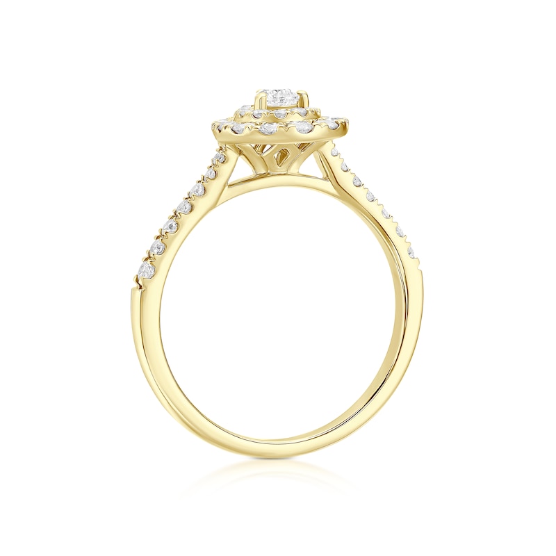 Main Image 2 of Engagement Ring 9ct Yellow Gold Pear Double Halo 0.50ct Diamond Ring