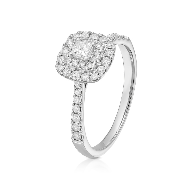 Main Image 2 of Engagement Ring Platinum Cushion Double Halo 0.50ct Diamond Ring