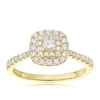 Thumbnail Image 1 of Engagement Ring 9ct Yellow Gold Cushion Double Halo 0.50ct Diamond Ring