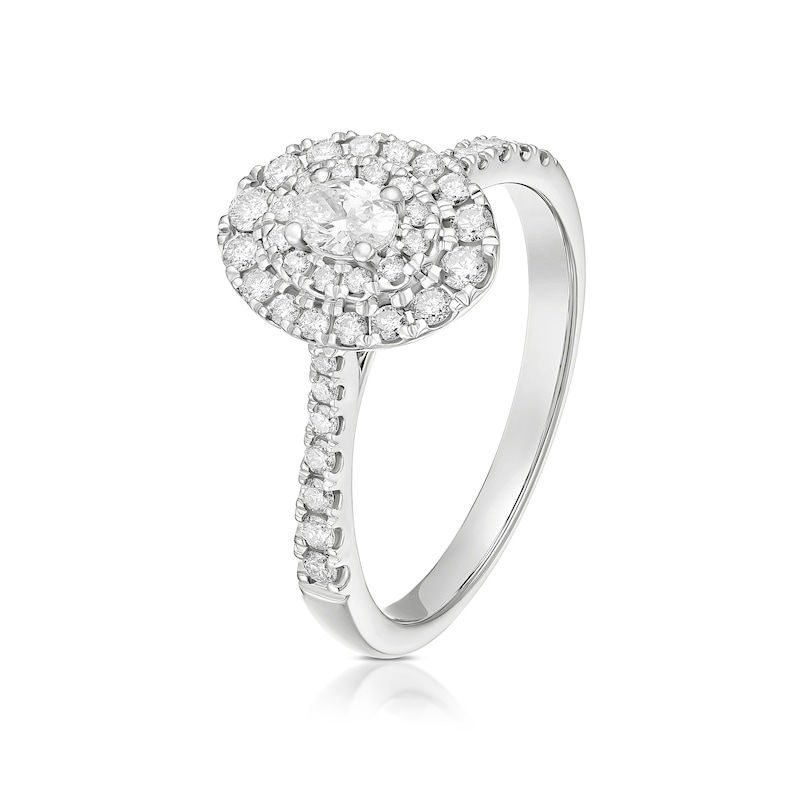 Main Image 2 of Engagement Ring Platinum Oval Double Halo 0.50ct Diamond Ring