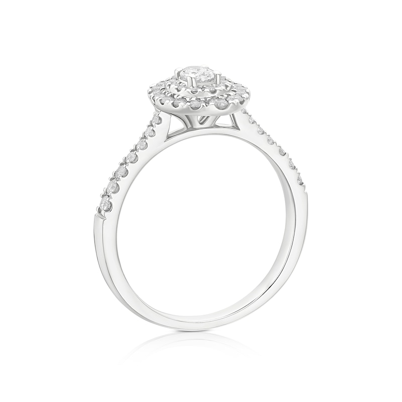 Main Image 3 of Engagement Ring Platinum Oval Double Halo 0.50ct Diamond Ring