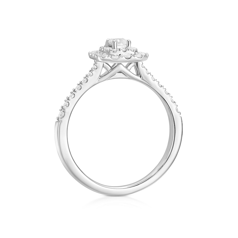 Main Image 3 of Engagement Ring Platinum Emerald Double Halo 0.50ct Diamond Ring