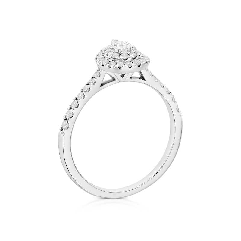 Main Image 3 of 9ct White Gold Pear Shaped Double Halo 0.40ct Diamond Ring