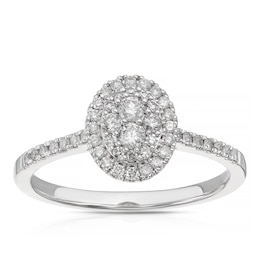 9ct White Gold Oval Halo 0.33ct Diamond Ring