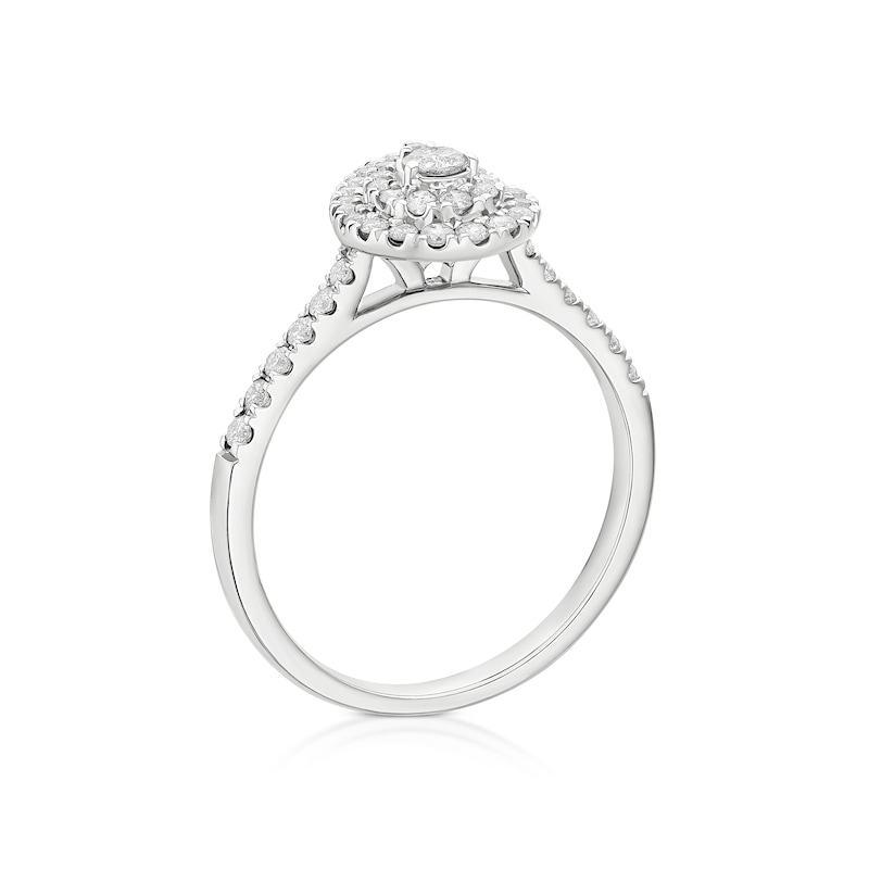 Main Image 3 of 9ct White Gold Oval Halo 0.33ct Diamond Ring