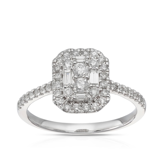 Engagement Ring 9ct White Gold Cluster 0.50ct Diamond Ring