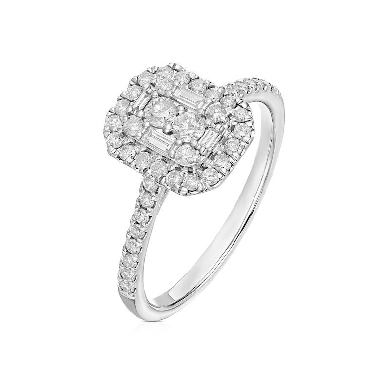 Main Image 2 of 9ct White Gold Cluster Halo 0.50ct Diamond Ring