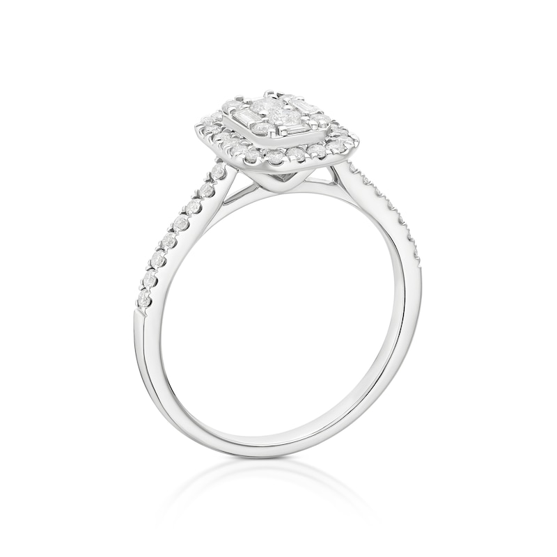 Main Image 3 of 9ct White Gold Cluster Halo 0.50ct Diamond Ring