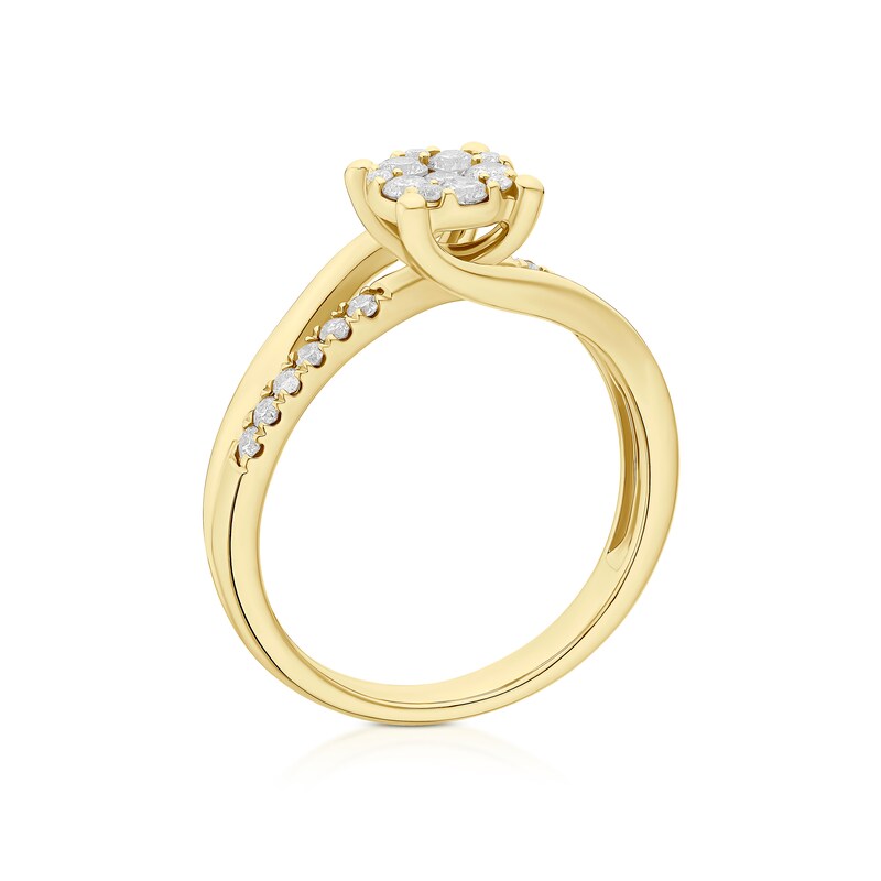 Main Image 3 of 9ct Yellow Gold Open Twist Cluster 0.34ct Diamond Ring
