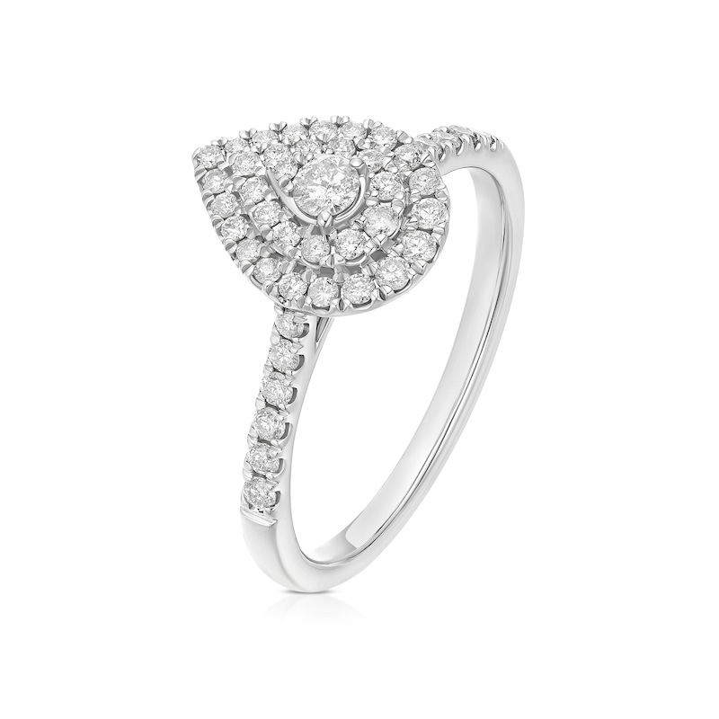 Main Image 2 of 14ct White Gold Pear Shaped Double Halo 0.40ct Diamond Ring