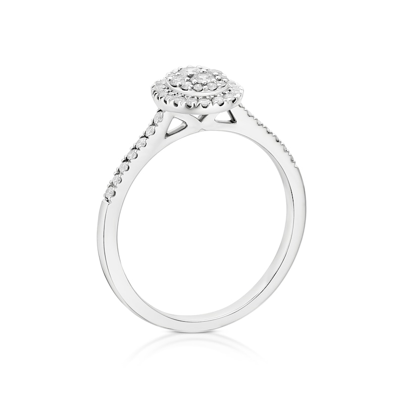 Main Image 3 of 14ct White Gold Pear Shaped Double Halo 0.40ct Diamond Ring