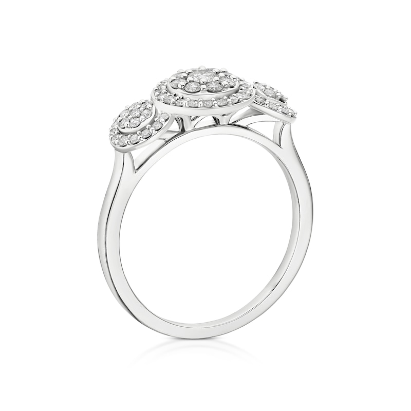 Main Image 3 of 9ct White Gold Round Trilogy Cluster 0.40ct Diamond Ring