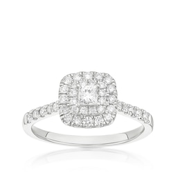 14ct White Gold Double Halo Cluster 0.50ct Diamond Ring