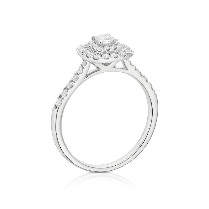 Main Image 3 of 14ct White Gold Double Halo Cluster 0.50ct Diamond Ring